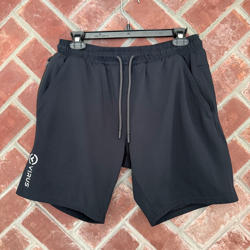 Virus IconX2 Mens Training Shorts Black Size M Athletic Gym Workout Pockets